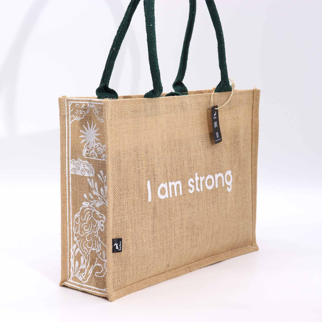 Bolsa de tela de Yute Hop Hare - Soy fuerte