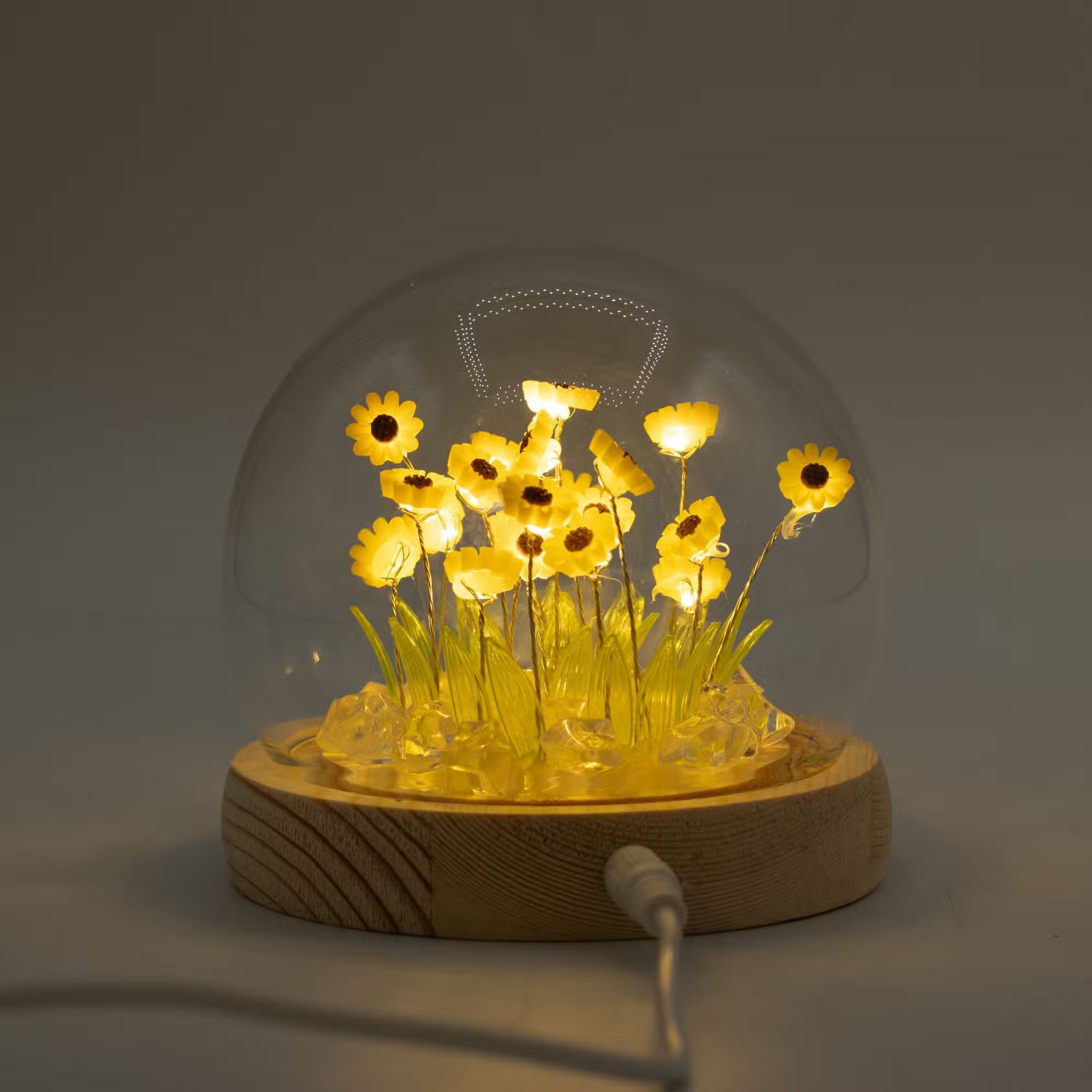 Domo Jardín Floral Glow - 20 girasoles - LED USB