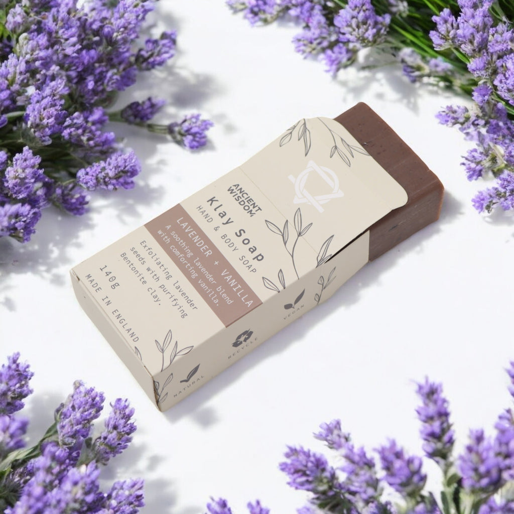 Jabón de Arcilla para cuerpo y manos de lavanda y vainilla
