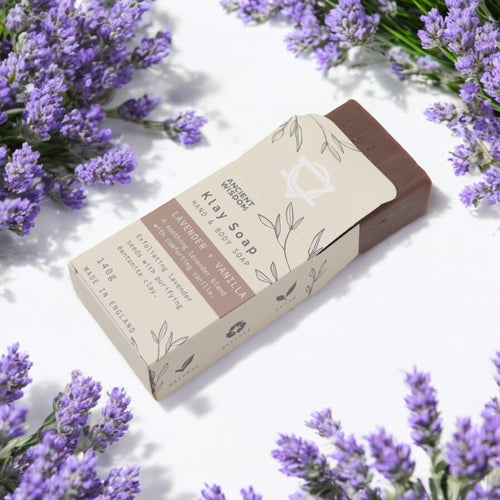 Jabón de Arcilla para cuerpo y manos de lavanda y vainilla