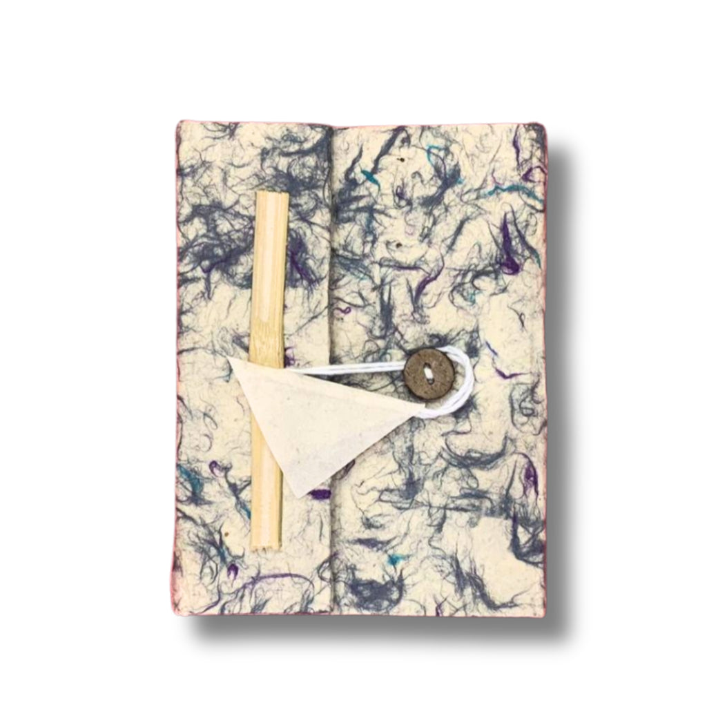 Cuaderno Grande Lokta - Algodón Azul Mixto-45 hojas-21x15cm