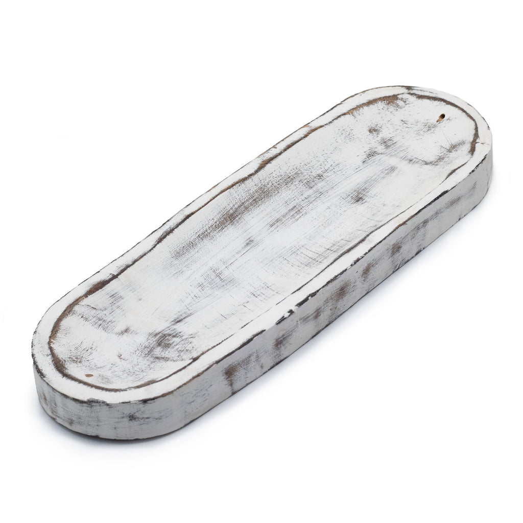 Porta Incienso de Madera de Mango blanco envejecido - 30x10 cm