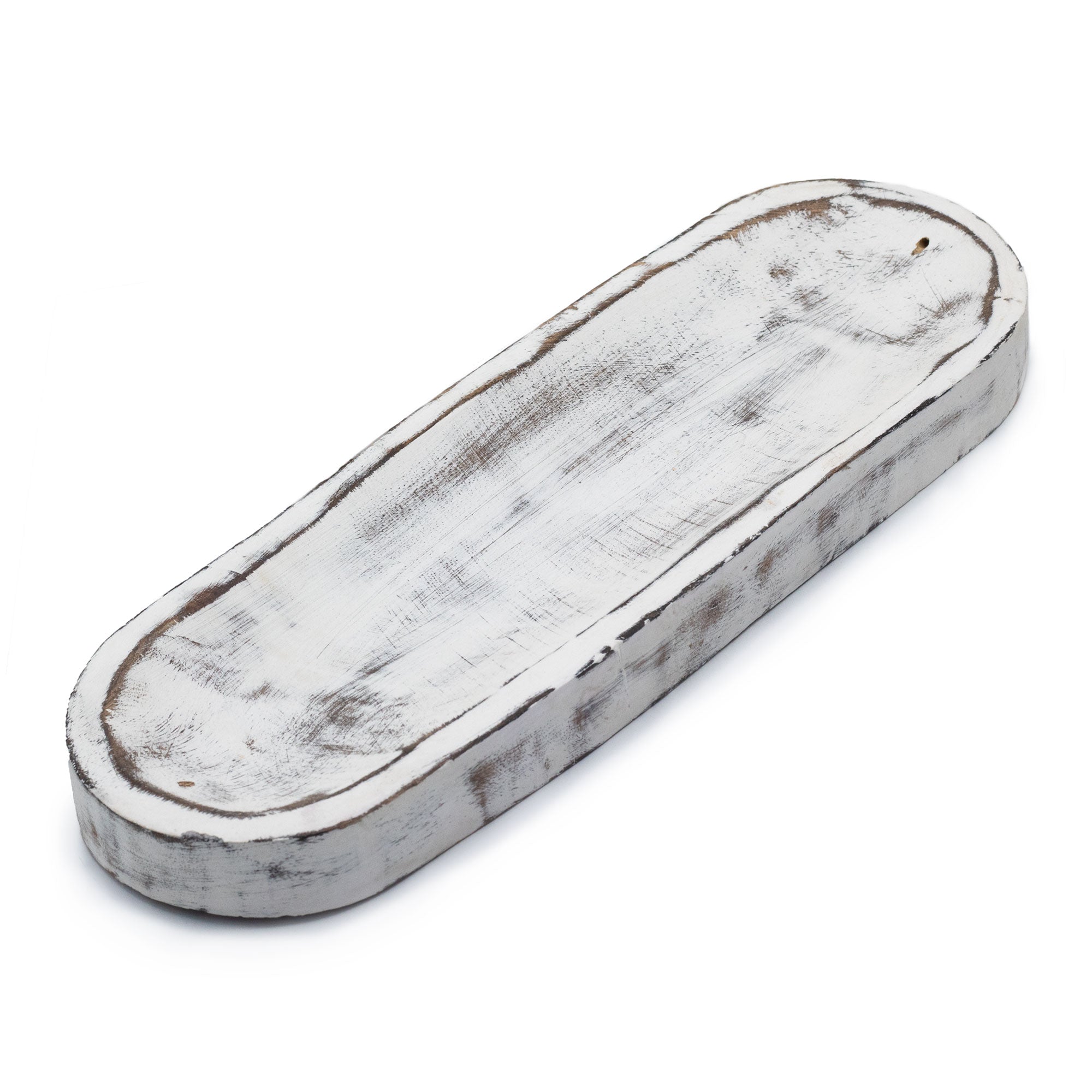 Porta Incienso de Madera de Mango blanco envejecido - 30x10 cm